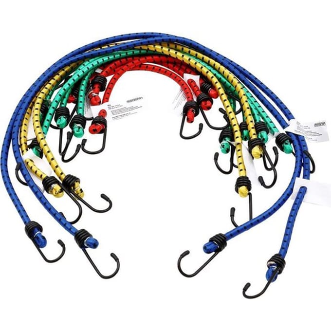 Deuba Rubberen Bagagespin- 12 Stuks met Haken 30-95 cm x 8 mm Ø