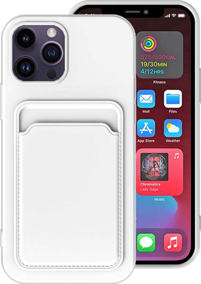 Smartphonica iPhone 11 Pro Max siliconen hoesje met pashouder - Wit geschikt voor iPhone 11 Pro Max