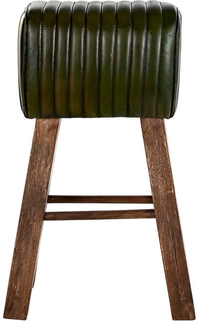 Kruk DKD Home Decor Hout Bruin Leer Groen (41 x 30 x 79 cm)