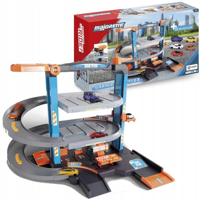 Majorette City Flex Parkeergarage met 5 Stadsauto's - 3+ Jaar