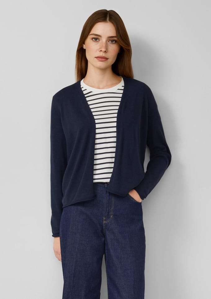 regular fit vest van een katoen-viscosemix