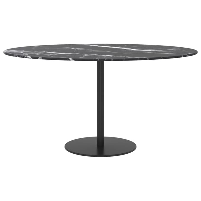 vidaXL - Tafelblad - Ø80x1 - cm - gehard - glas - met - marmeren - design - zwart