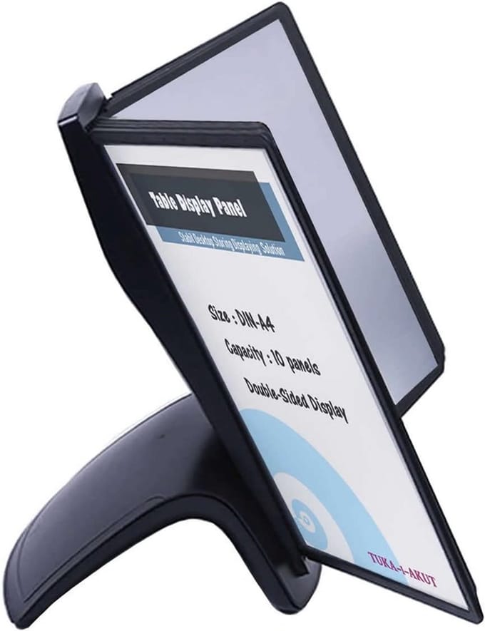 Tafelzichtbord systeem met 10 klapframes voor DIN A4 documenten zwart