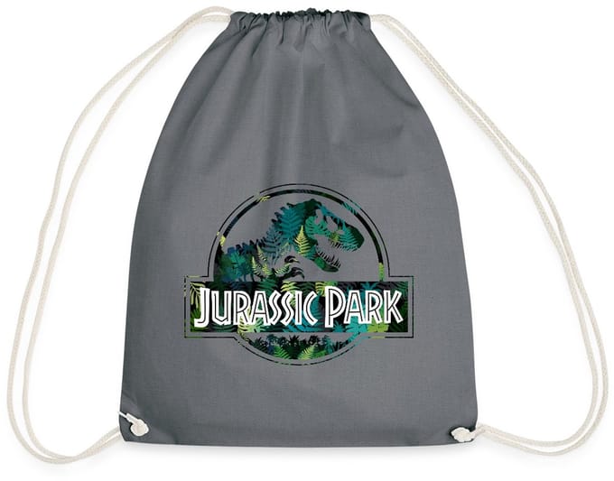 Jurassic Park Logo Met T-Rex Bladeren Ontwerp Gymtas