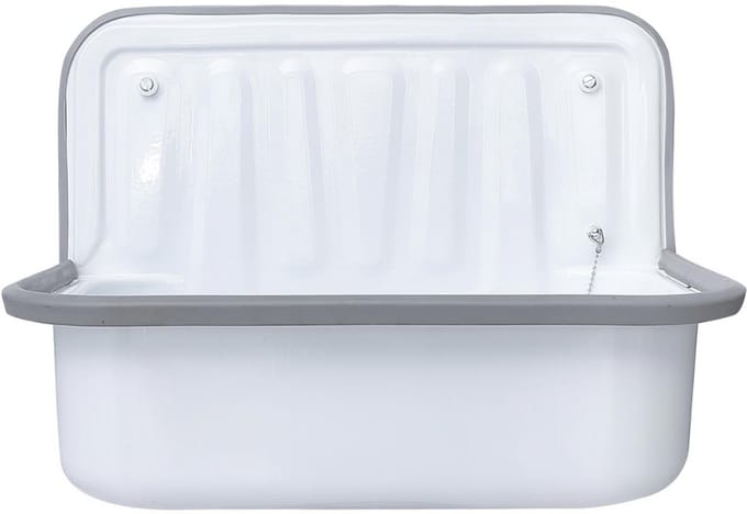 ALONI Uitstortgootsteen met Stootbuffer – Plaatstaal – 50,5x37x33 cm – Glanzend Wit