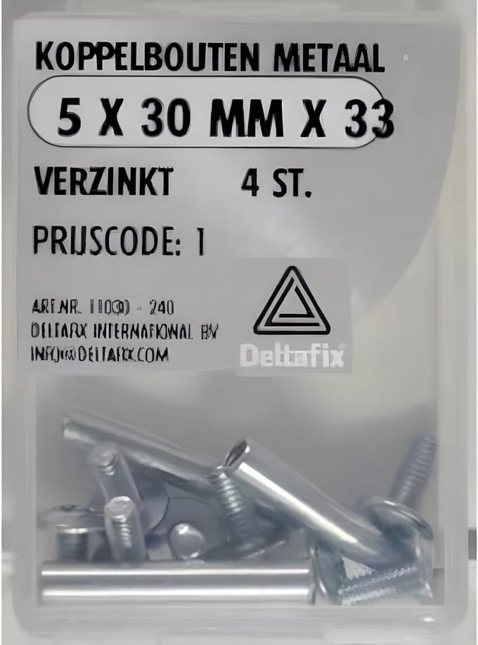 Deltafix - Koppelbout metl 5x30mm verz 4st