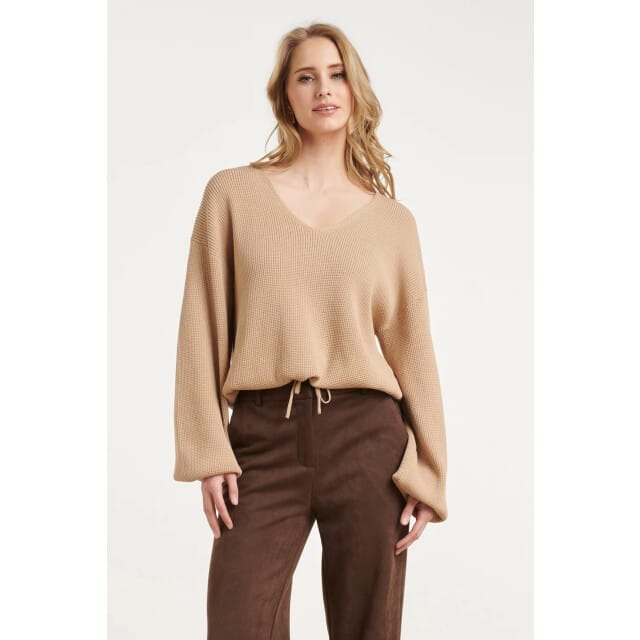 Smashed Lemon Gebreide top met v-hals en strikdetail |