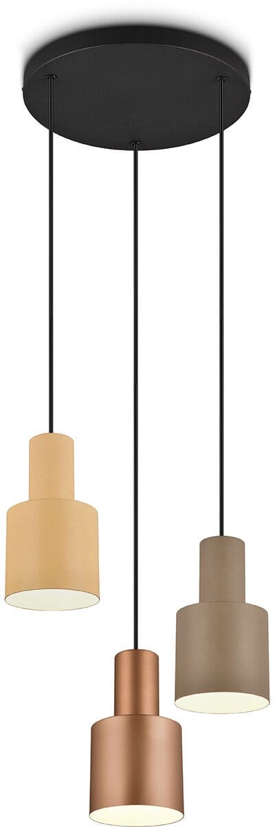 LED Hanglamp - Torna Agido - E27 Fitting - 3-lichts - Zwart met Multicolor Lampenkap