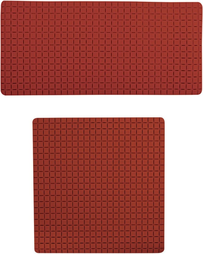 MSV Douche/bad anti-slip matten set badkamer - rubber - 2x stuks - terracotta - 2 formaten