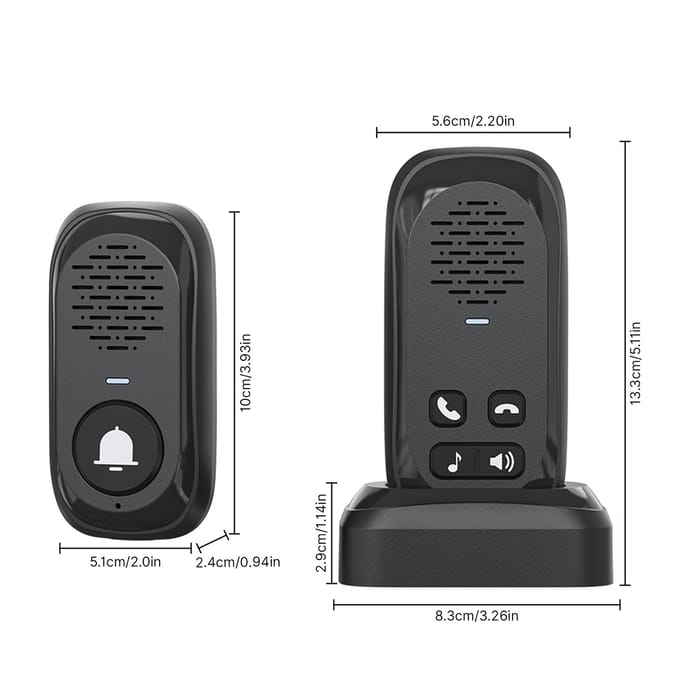RF433 Draadloze Intercom Bel Deurbel Gong met 1 Binnensensor 984ft Bereik Geen Internet Vereist wit