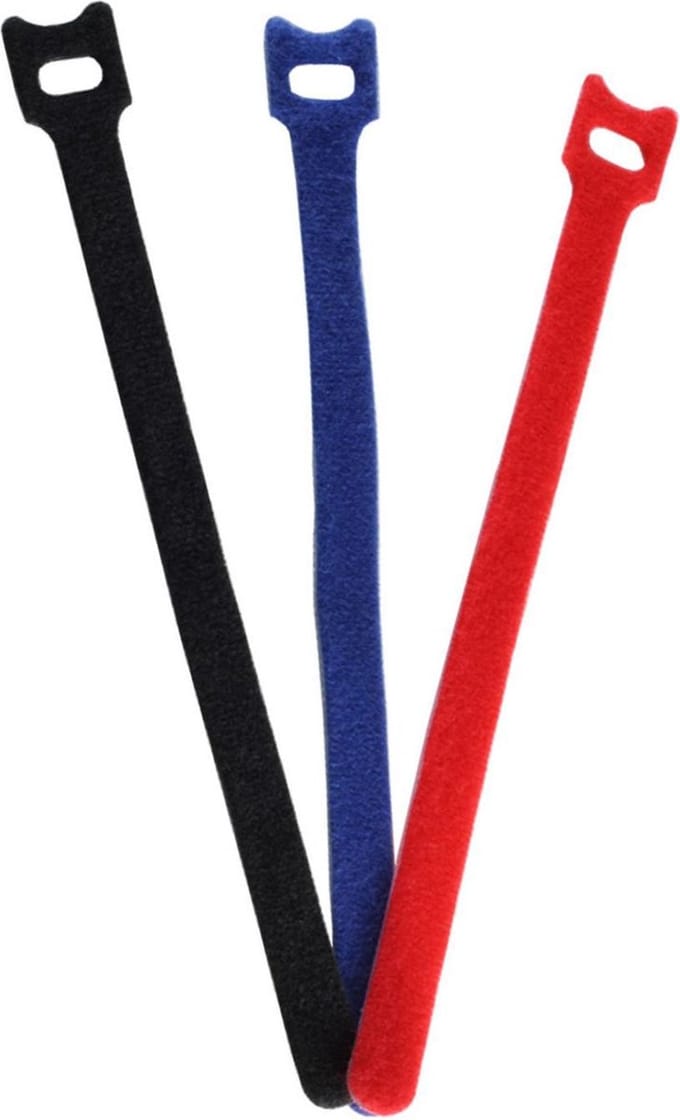BS18-10002 - Hook & loop cable tie - Nylon - Polyester - Black - Blue - Red - 20 cm - 12.6 mm - 12 pc(s)
