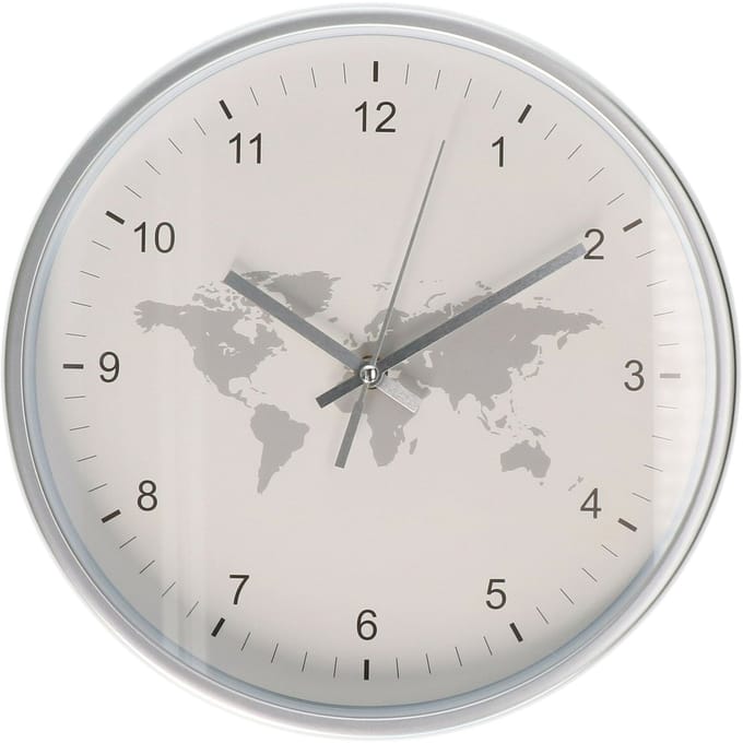 Gerimport Wandklok - wit - wereldkaart - 30 cm - klok