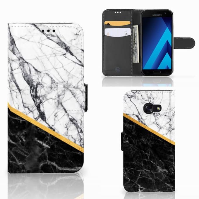 Samsung Galaxy A30 Bookcase Marmer Wit Zwart - Origineel Cadeau Man