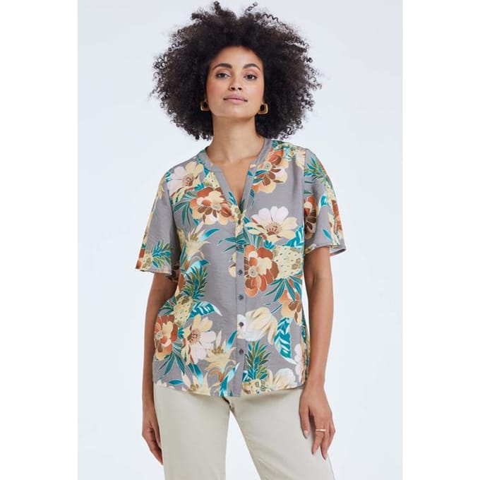 Blouse Manna Taupe Rising sun print