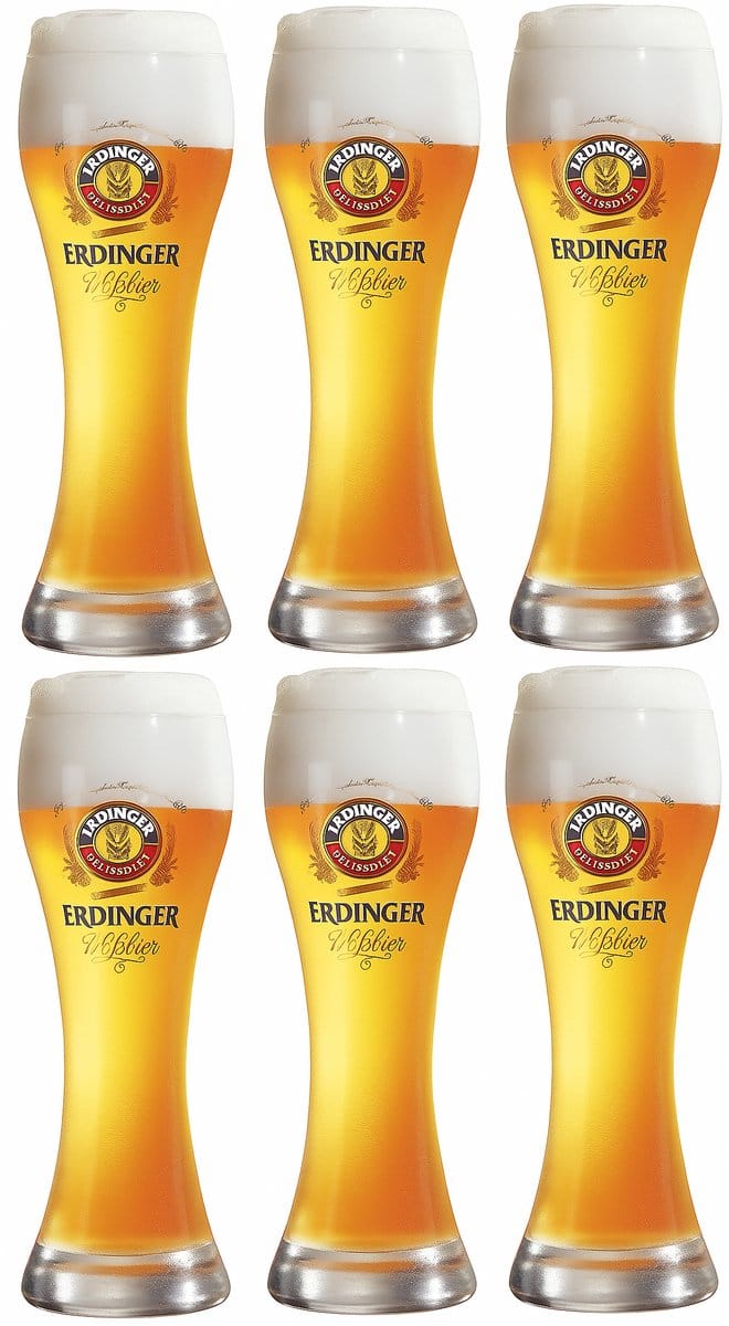 Erdinger Bierglazen 50cl set van 6 stuks - Bier Glas 0,5 l - Taps Toelopend - 500 ml