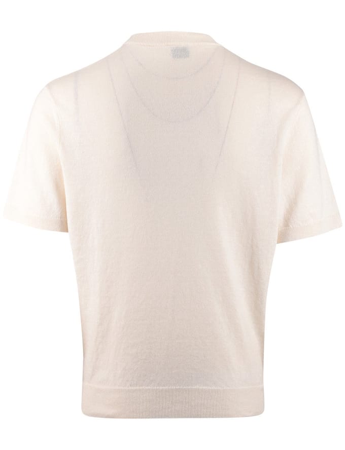 T-shirt BOSS Orange crème structuur strepen Kajordino