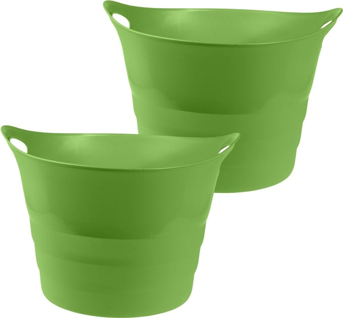 Excellent Houseware Flexibele emmer - 2x - groen - 43 liter - kunststof - 45 x 38 cm