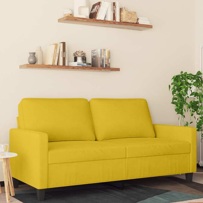 Vidaxl Bank 2-persoons, Geel, 140 Cm, Bekleed met Fluweel