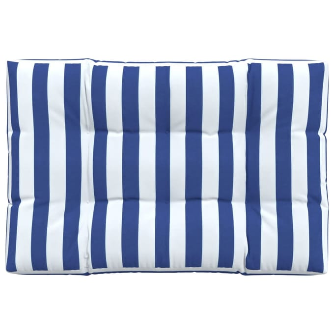 vidaXL - Palletkussen - gestreept - 120x80x12 - cm - stof - blauw - en - wit