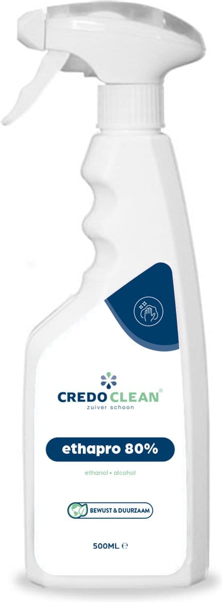 Credo Clean ETHAPRO 80% – Ethanol Reiniger – 500ml Sprayfles – Alcohol – Voor Oppervlakken