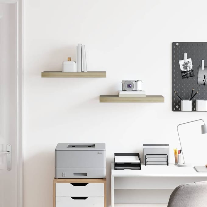 vidaXL - Wandschappen - zwevend - 2 - st - 50x23,5x3,8 - cm - MDF - eikenkleurig