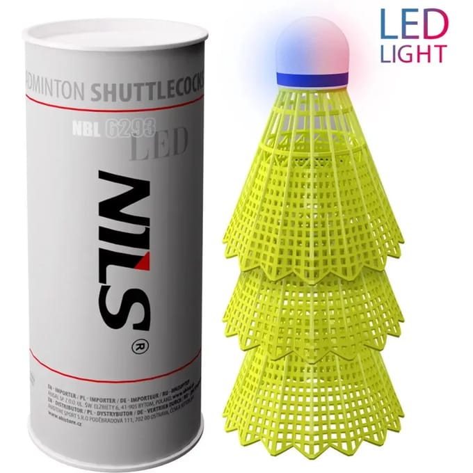 NILS NBL6293 - Badminton Set - Nylon LED Synthetische Shuttles - Multicolor - 3 Stuks