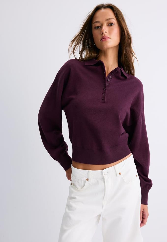 Stradivarius Gebreide trui met polokraag  Donkerpurper M