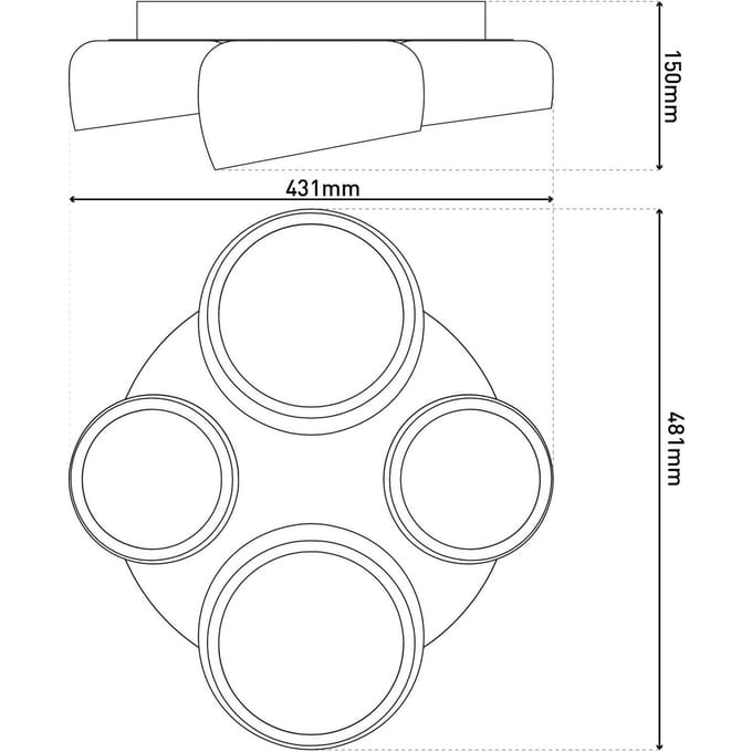 Näve LED plafondlamp Eliora, 4-lamps, wit, CCT, afstandsbediening