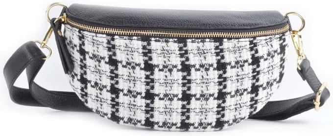 Giuliano lederen heuptas pied de poule - zwart - made in Italy