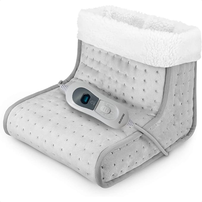 Auronic Elektrische Voetenwarmer met Timer - Wasbare Binnenvoering - 3 Warmtestanden - 100W - Grijs