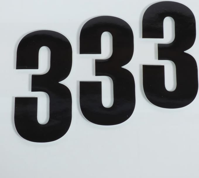 stickers racenummer 3 drie zwart 160x75mm voor motor cross