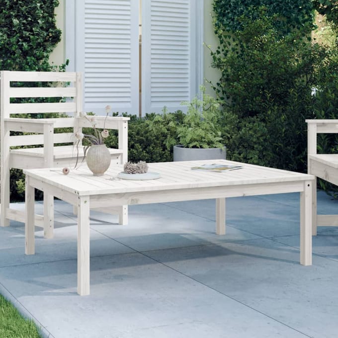 vidaXL - Tuintafel - 121x82,5x45 - cm - massief - grenenhout - wit