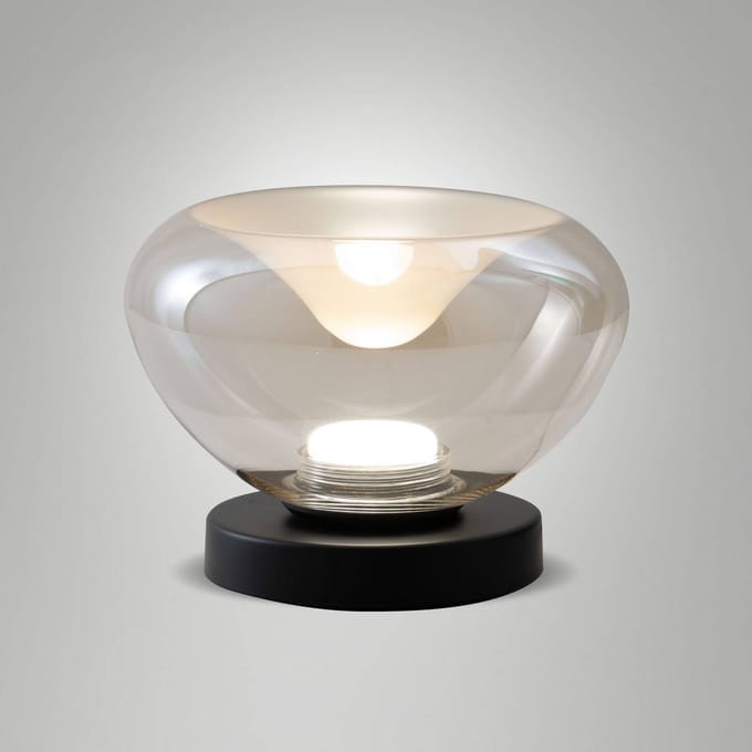 Fabas Luce LED tafellamp Brena, cognac, glas, CCT, dimbaar