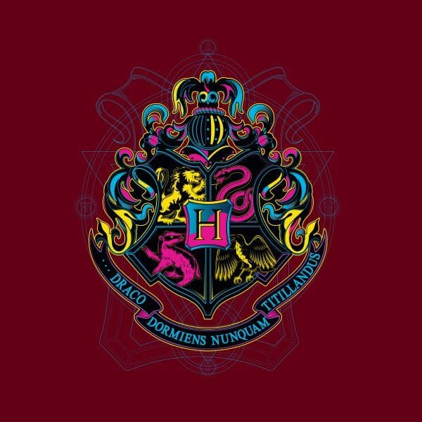Harry Potter Hogwarts Neon Crest Women's T-Shirt - Burgundy - S