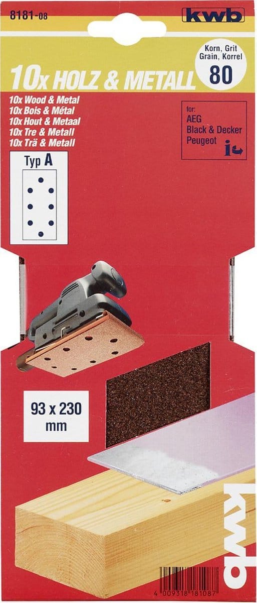 kwb 818104 Schuurpapier Korrelgrootte (num) 40 (l x b) 230 mm x 93 mm 10 stuk(s)