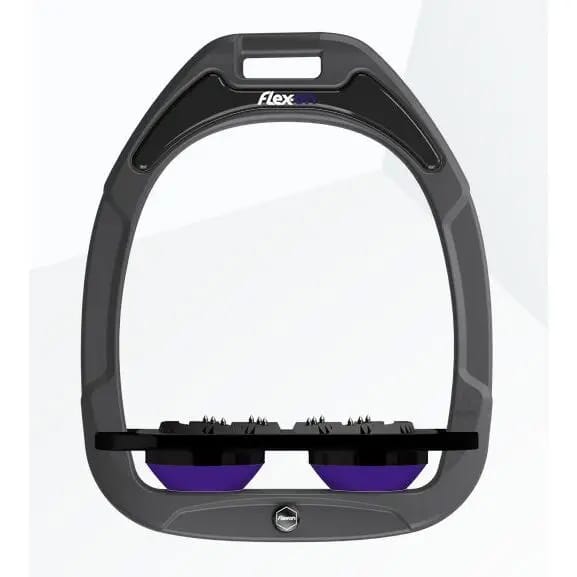 Platte Ultra Grip stijgbeugels Antraciet/Zwart/Paarse Flex-On Green Composite