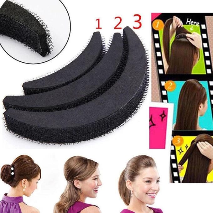 3-delige set Haar Pads Haarvolume Verhogende Poederbol Haarbroodje Maker Schuimrubber Opvulling Basis Haar black