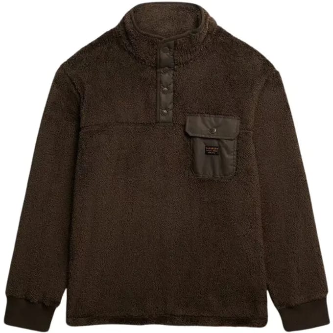 Superdry High Pile Sweatshirt Met Halve Rits Bruin M Man