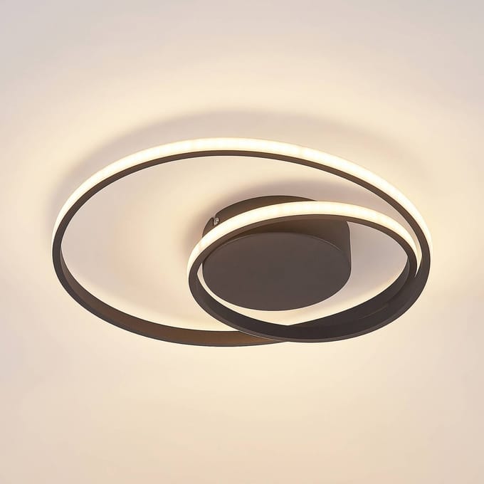 Lindby LED plafondlamp Emisua, zwart, CCT, dimbaar