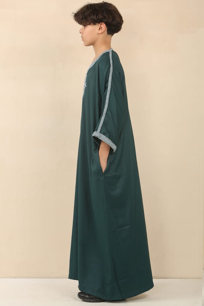 Kinderjongens groene Marokkaanse Thobe Jubba Robe Eid Djellaba Gandoura