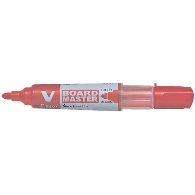 Whiteboard marker PILOT V-Board Master, navulbaar, inktniveau-indicator, ronde punt, rood, 1 st.