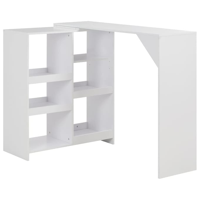 vidaXL - Bartafel - met - verplaatsbaar - schap - 138x39x110 - cm - wit