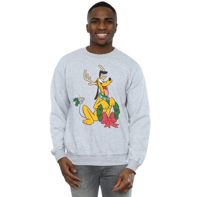 Disney Heren Pluto Kerstmis Rendier Sweatshirt (Sportgrijs)