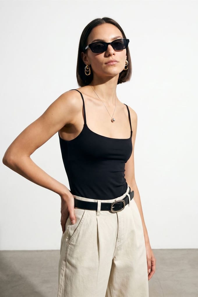 Slim Fit Vierkante Hals Mouwloze Blouse