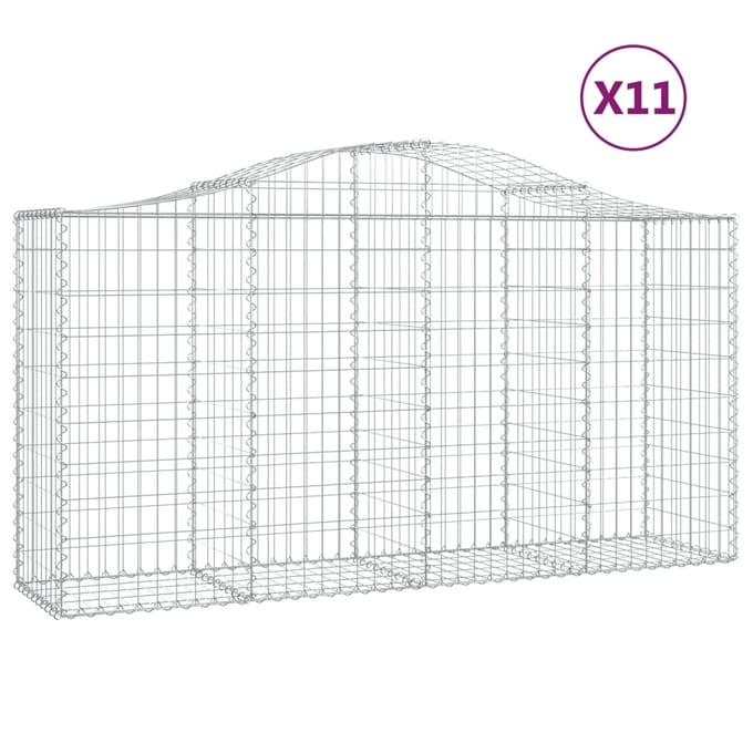 vidaXL - Schanskorven - 11 - st - gewelfd - 200x50x100/120 - cm - ijzer