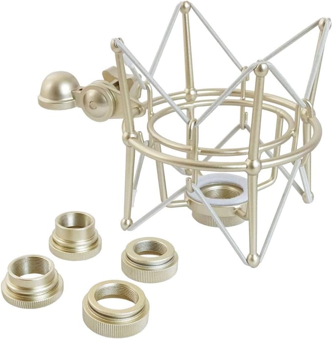 Microfoonhouder - Microfoonspin - Ruisvrije Opnames - 180 Graden Draaibaar - 5/8 Inch Schroefdraad - Zilver