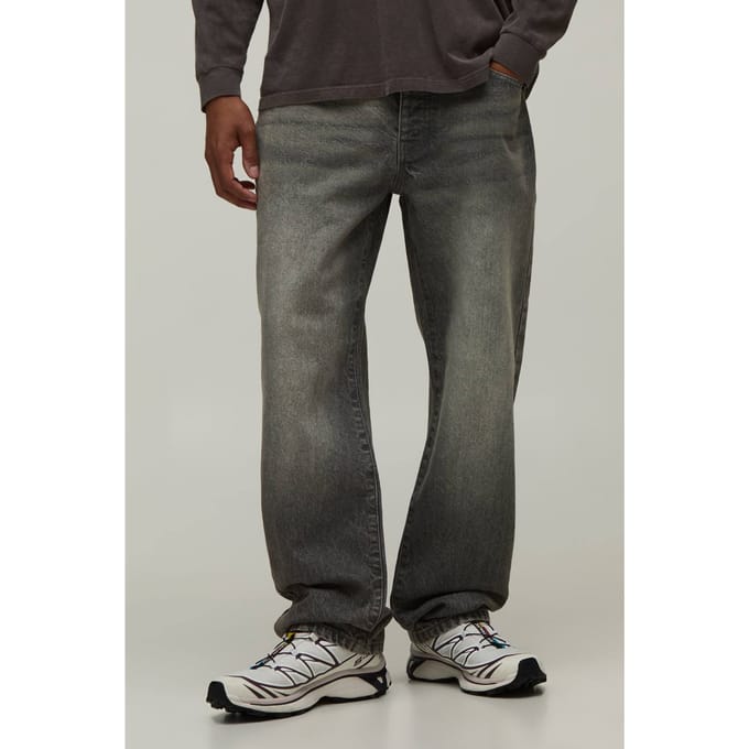 Essential Straight Leg Rigid Washed Jeans | Stone | Size 46R