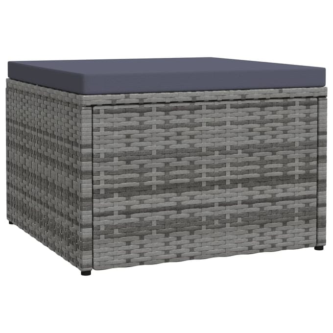vidaXL - Tuinvoetenbank - met - kussen - poly - rattan - grijs