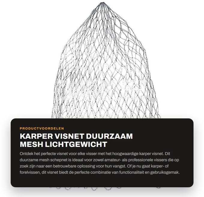 Dailygoods- Karpervisnet Duurzaam - Schepnet Vijver - Schepnet Vissen - Lichtgewicht - Ongeknopt Net - 7 Maten Beschikbaar
