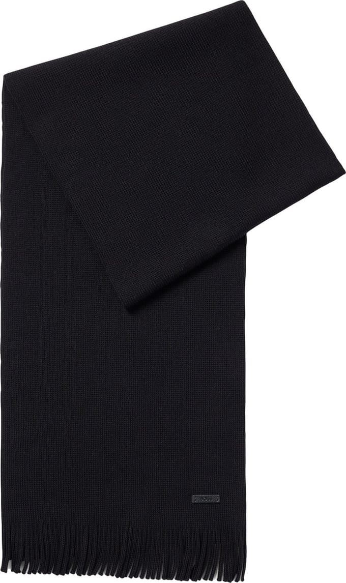 Hugo Boss - Sjaal - zwart - van verantwoorde scheerwol met raschelstructuur - heren